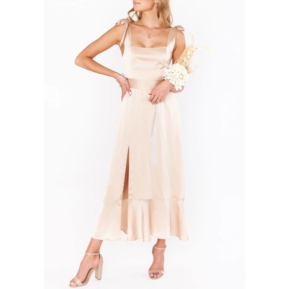 Show Me Your MuMu Dresses & Skirts - Mumu Claire Midi Gold Formal Dress